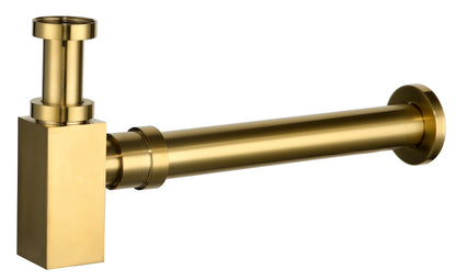 40mm Brass Square Bottle Trap - Brushed Gold