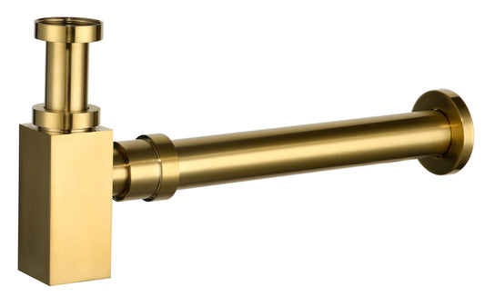 40mm Brass Square Bottle Trap - Brushed Gold