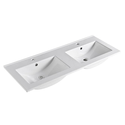 1200mm Vito Ceramic Top Double Bowl - Gloss White