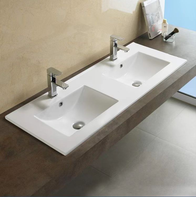 1500mm Vito Ceramic Top Double Bowl - Gloss White