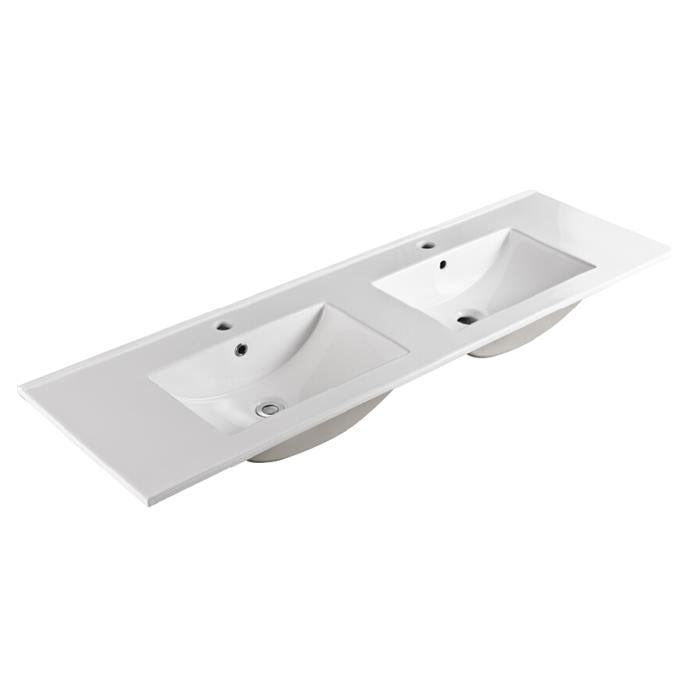 1500mm Vito Ceramic Top Double Bowl - Gloss White