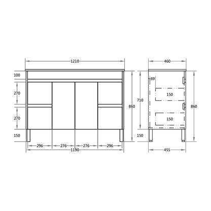 1200mm Evie Floor Vanity PVC - Cabinet Only - Single Bowl - Dark Brown