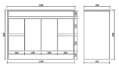 1200mm Polar Floor Vanity PVC Cabinet With Kickboard Only - Single Bowl - Gloss White