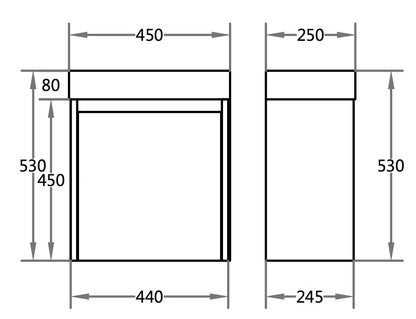 450mm Polar Mini Wall Hung Vanity PVC - Cabinet Only - Left Hinge - Gloss White