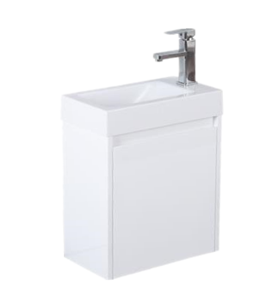 450mm Polar Mini Wall Hung Vanity PVC - Cabinet Only - Right Hinge - Gloss White