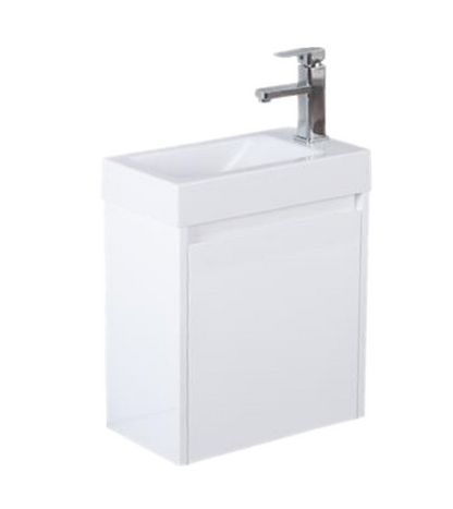 450mm Polar Mini Wall Hung Vanity PVC - Cabinet Only - Right Hinge - Gloss White