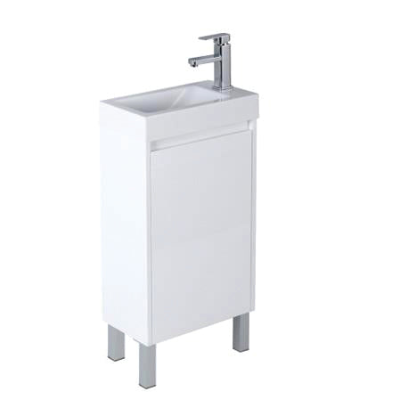 450mmx250mm Polar Mini Floor Vanity PVC - Cabinet Only - Right Hinge - Gloss White