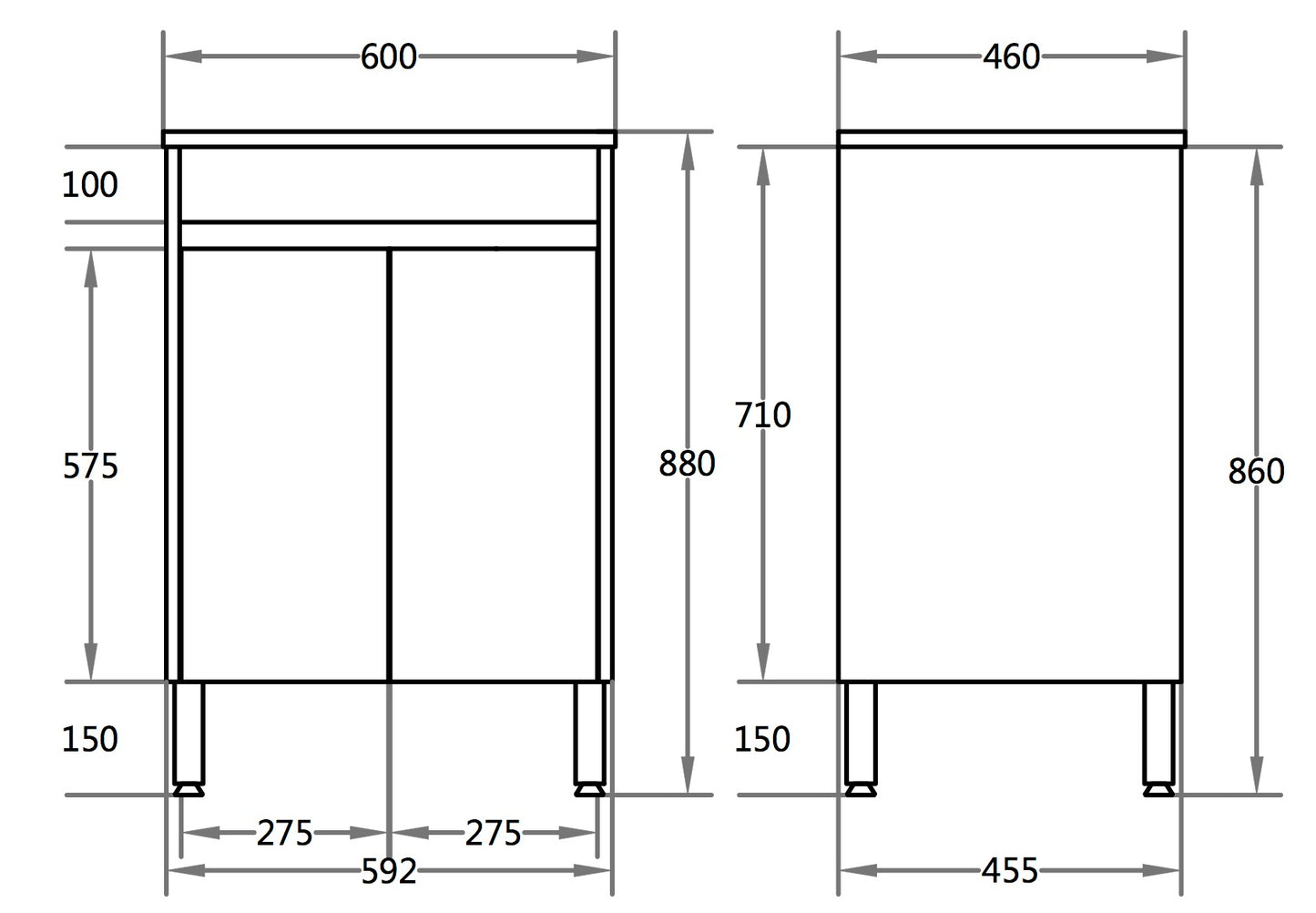 600mm Oak Floor Vanity PVC - Cabinet Only - Oak