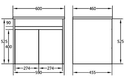 600mm Polar Wall Hung Vanity PVC - Cabinet Only - Gloss White