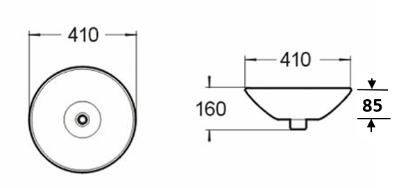 410mmx410mm  Insert Basin - Gloss White