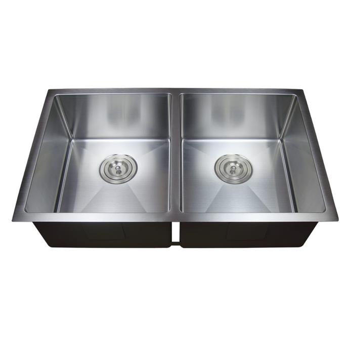 775mm Stainless Steel Kitchen Sink - Double Bowl - Brushed Nickel