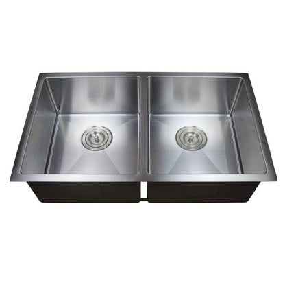 775mm Stainless Steel Kitchen Sink - Double Bowl - Brushed Nickel