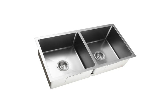 860mm Stainless Steel Kitchen Sink with Drainer - Single Bowl - Gun Metal