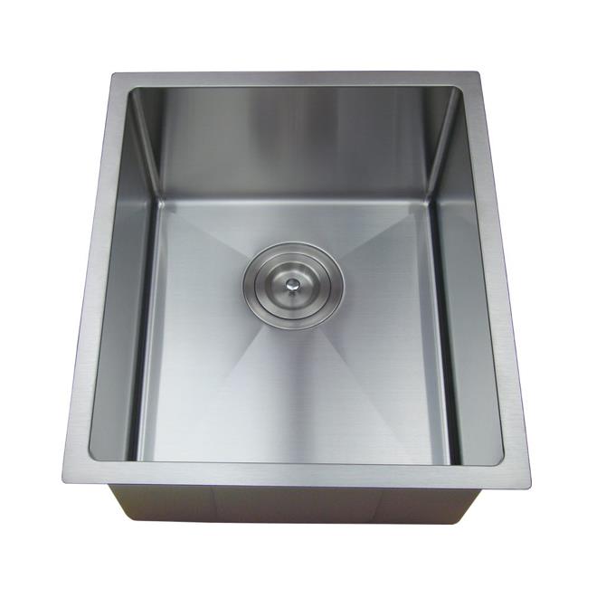 390mm Stainless Steel Kitchen Sink - Single Bowl - Brushed Nickel