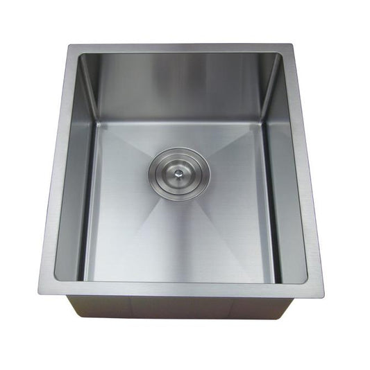 390mm Stainless Steel Kitchen Sink - Single Bowl - Brushed Nickel