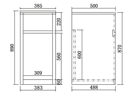 390mm 30L Stainless Steel Laundry Tub with PVC Cabinet - Gloss White