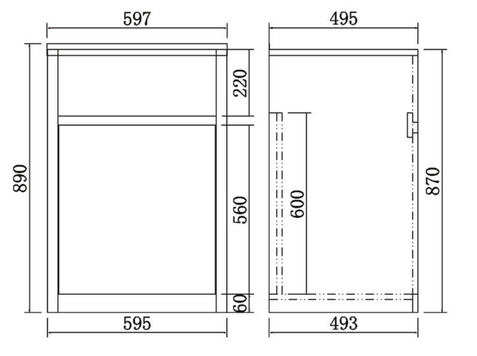 597mm 45L Stainless Steel Laundry Tub with PVC Cabinet - Matte Black