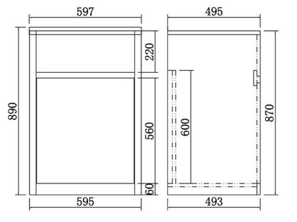 597mm 45L Stainless Steel Laundry Tub with PVC Cabinet - Matte Black