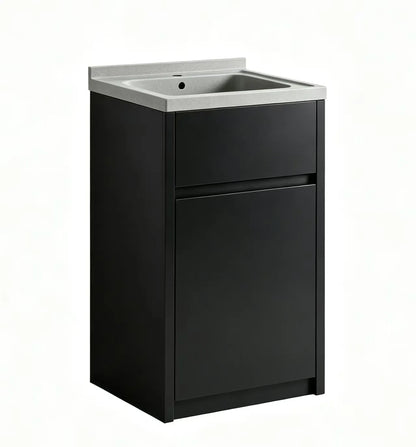 454mm 35L Stainless Steel Laundry Tub with PVC Cabinet - Matte Black