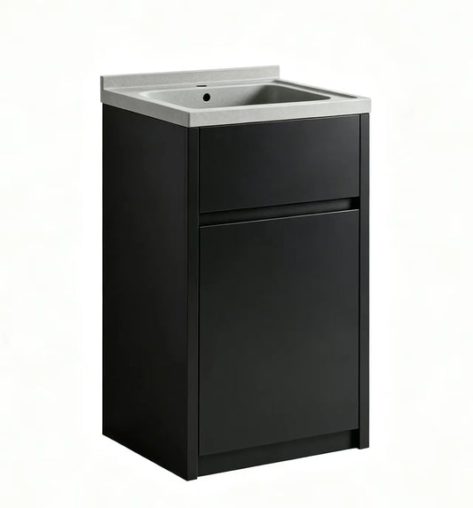597mm 45L Stainless Steel Laundry Tub with PVC Cabinet - Matte Black