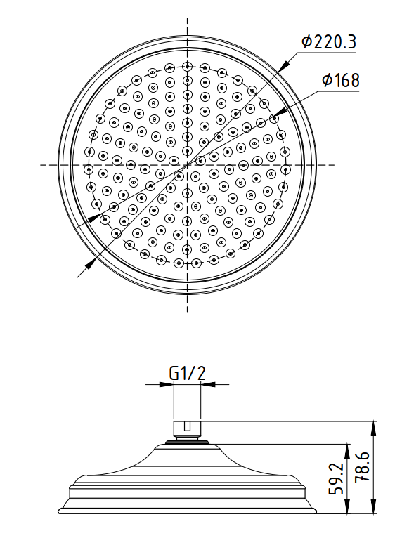 Clasico Shower Head Round Chrome 220mm