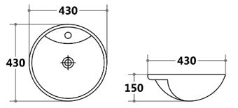 430mmx430mm  Semi Recess Basin - Gloss White