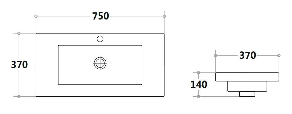750mm  Poly Top - Gloss White