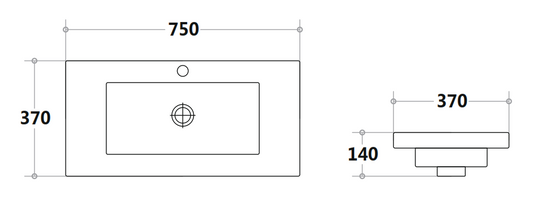 750mm  Poly Top - Gloss White