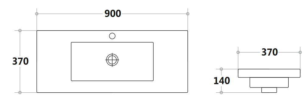 900mm  Poly Top - Gloss White