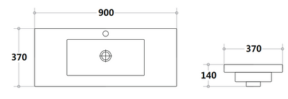 900mm  Poly Top - Gloss White