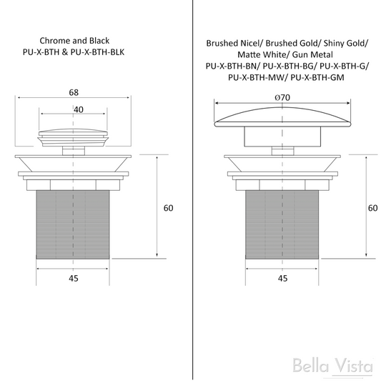 Bath - Pop up Waste - Overflow - French Gold - (BOM)
