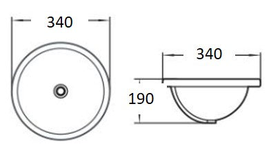 340mmx340mm  Under Counter Basin - Gloss White