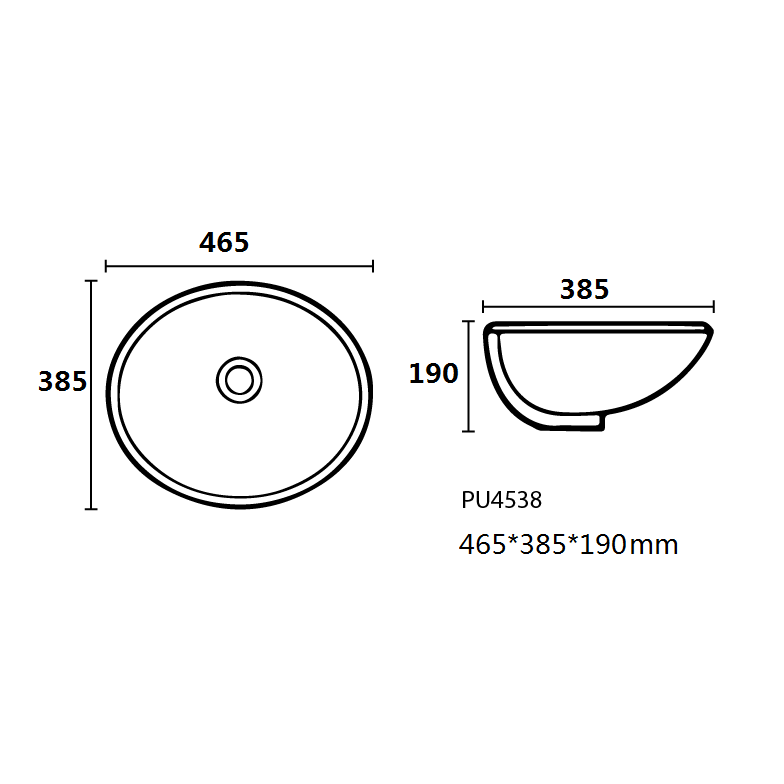 460mmx390mm  Under Counter Basin - Gloss White