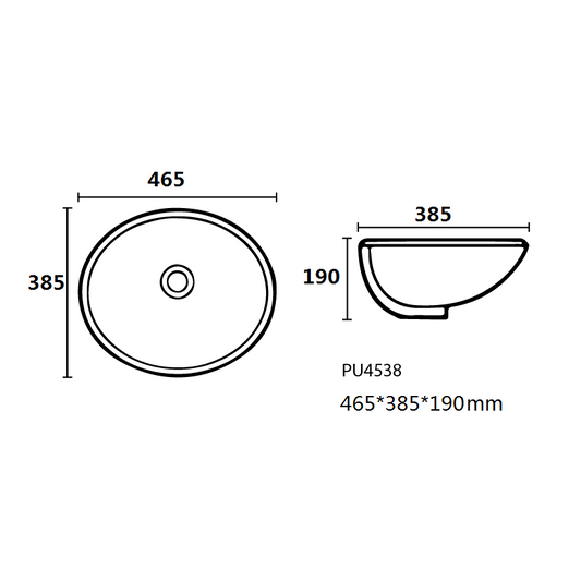 460mmx390mm  Under Counter Basin - Gloss White