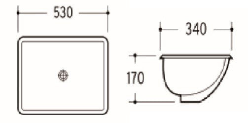525mmx345mm  Under Counter Basin - Gloss White