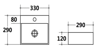 330mmx290mm  Above Counter Basin - Gloss White