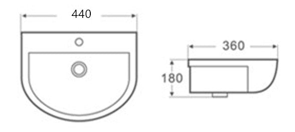 440mmx360mm  Above Counter Basin - Gloss White
