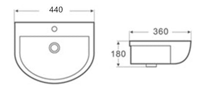 440mmx360mm  Above Counter Basin - Gloss White
