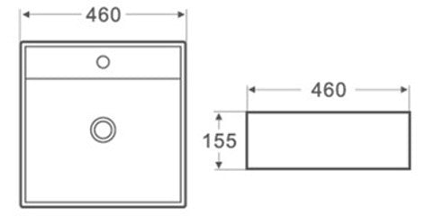 460mmx460mm  Above Counter Basin - Gloss White