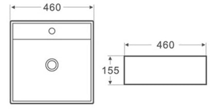 460mmx460mm  Above Counter Basin - Gloss White