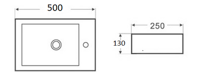 500mmx250mm  Above Counter Basin - Gloss White