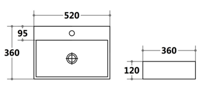 535mmx370mm  Above Counter Basin - Gloss White