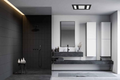 Phoenix 1000w Halogen 3 in 1 Bathroom Heater & High Extraction Exhaust Fan with 2 Tricolour LED Light Panels - Black
