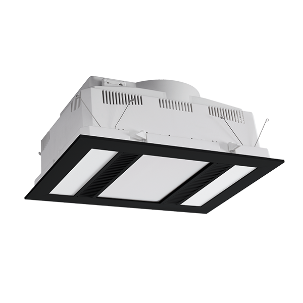 Phoenix 1000w Halogen 3 in 1 Bathroom Heater & High Extraction Exhaust Fan with 2 Tricolour LED Light Panels - Black