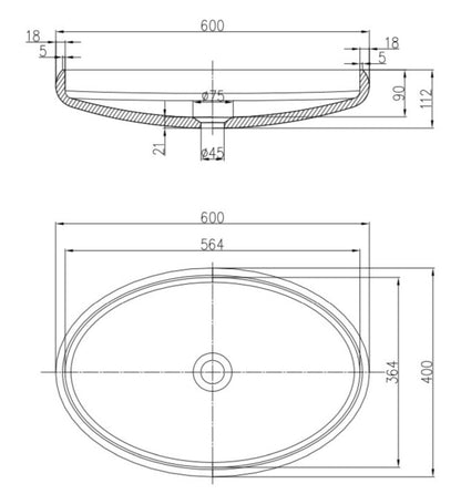 600mm Pietra Bianca - Piero Above Counter Basins