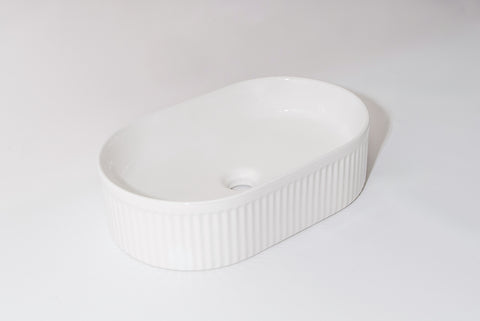 490*310*130mm Gloss White with Fluted Design Above Counter Basin