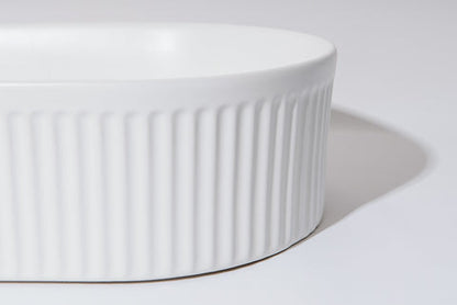 490*310*130mm Matte White with Fluted Design Above Counter Basin