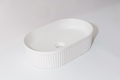490*310*130mm Matte White with Fluted Design Above Counter Basin