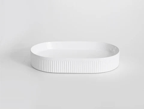 580*360*100mm Gloss White with Fluted Design Above Counter Basin