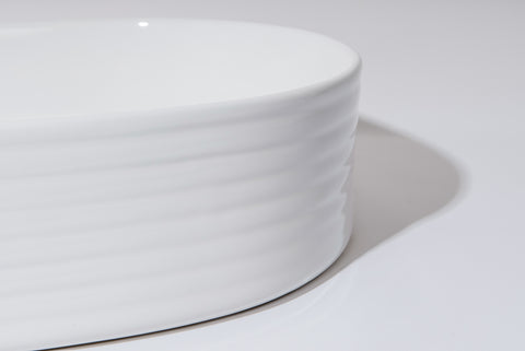 600*380*125mm Gloss White with Fluted Design Above Counter Basin